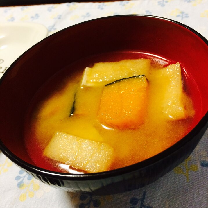 業務スーパーで時短!かぼちゃとあげのお味噌汁